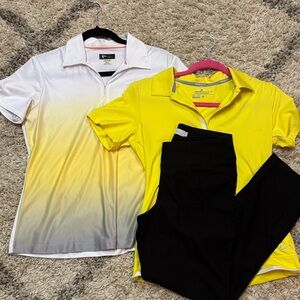 13. Bundle 3- 2 Nike yellow golf shirts Sm & Med & black lady hagen - S
